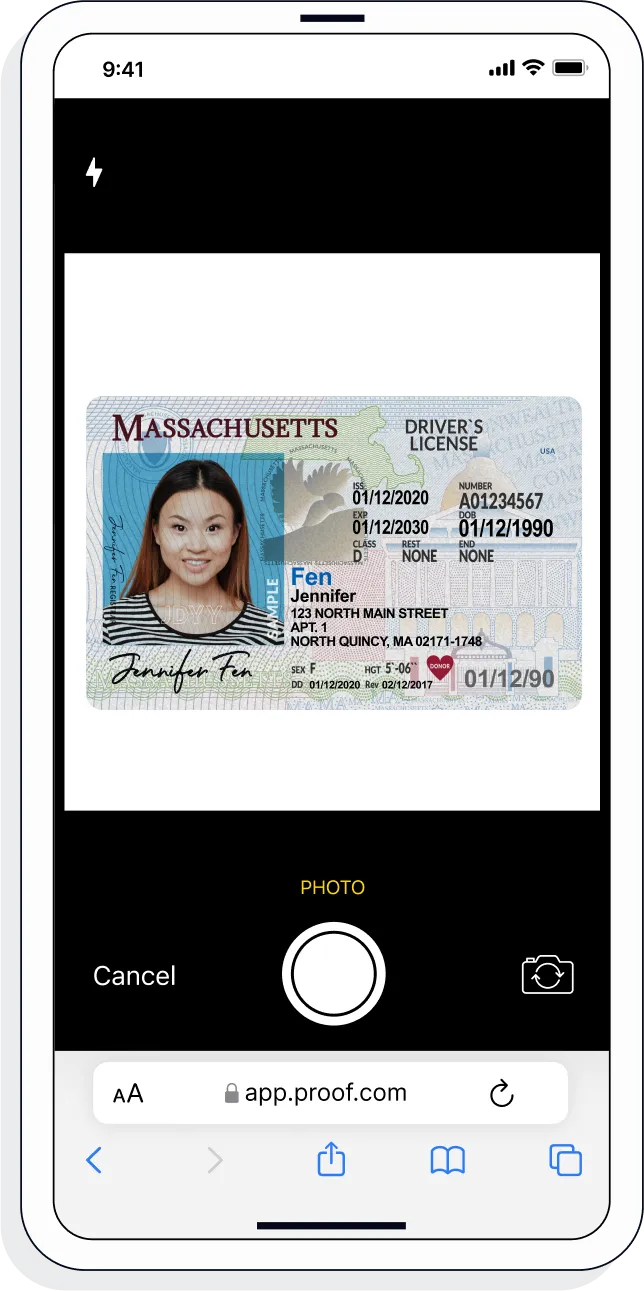 proof of identity mobile UI
